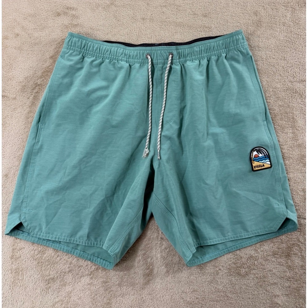Vissla board shorts men's Size 32 torcoise f4-way stretch fabri EUC